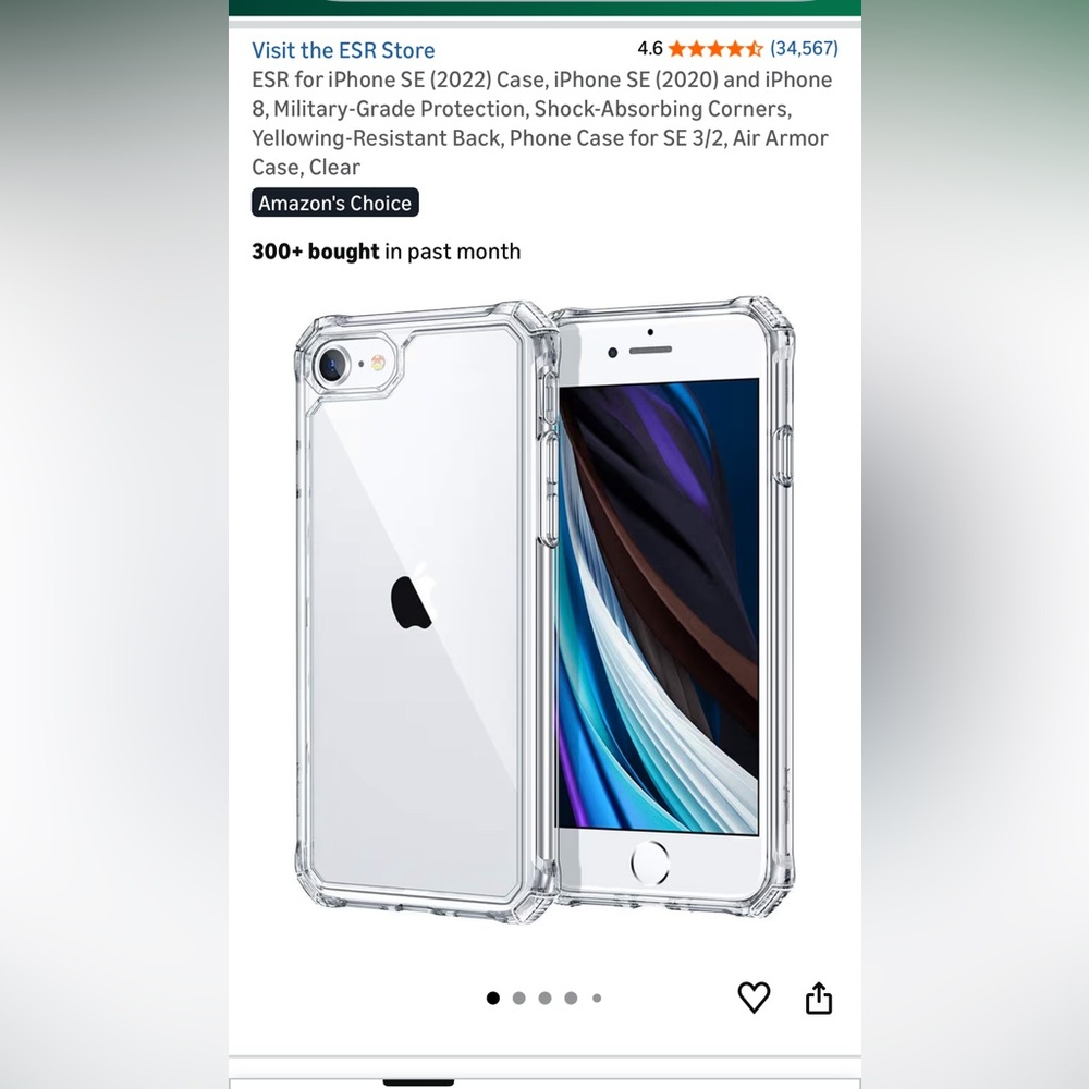 ESR Clear Protective Case for iPhone SE 2022